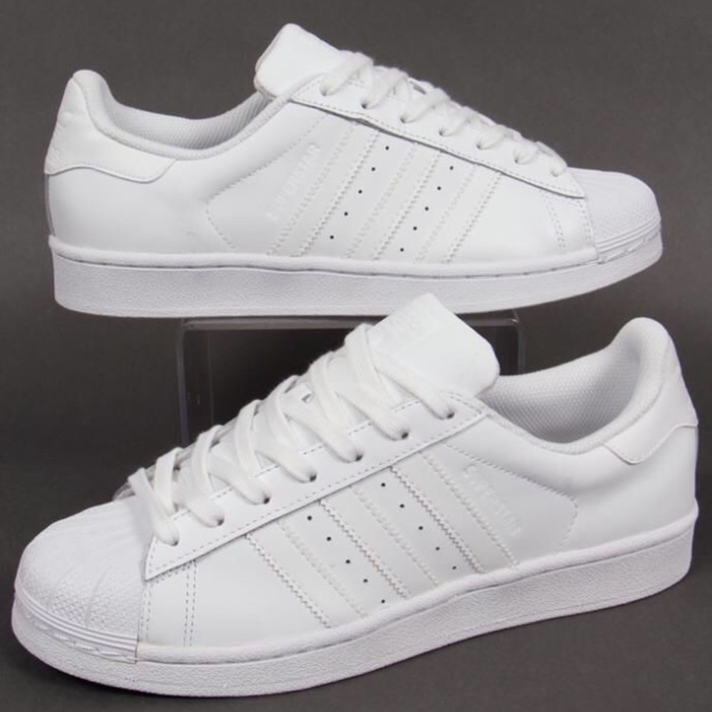 all white adidas superstars